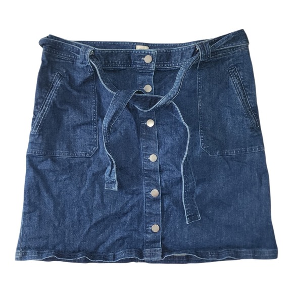 a new day Dresses & Skirts - A New Day Jean Skirt Womens Size 18 Blue Denim Button Tie Front Pockets